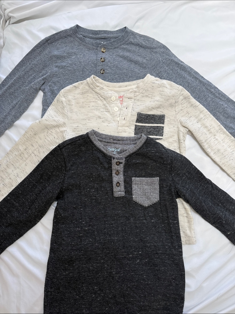 Cat & Jack Boys' Long-Sleeve Henley Twin Pack - Charcoal & Light Gray